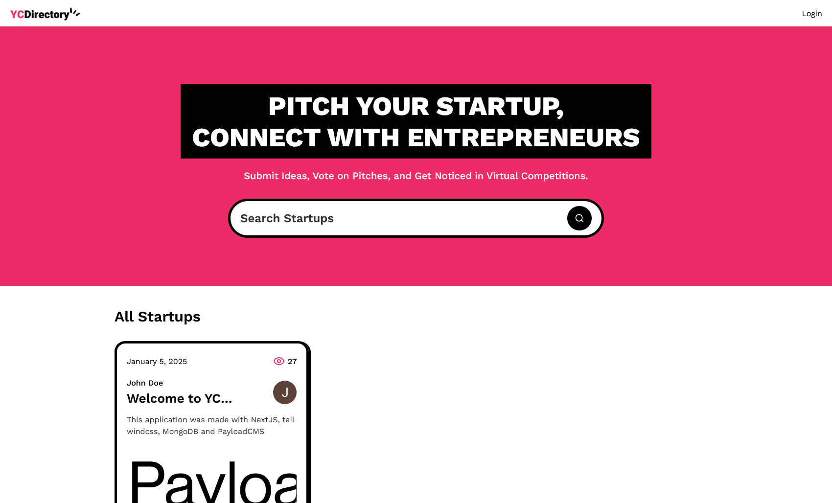 Screenshot of YC Directory